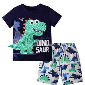 Boy Fashion Cartoon Dinosaur Print Two-Piece Set