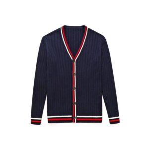 Children Fashion Contrast Single-Breasted Knitted Cardigan