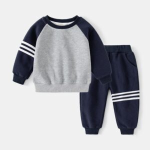Kids Toddler Boys Spring Autumn Casual Cute Stripe Print Color Blocking Long Sleeve Sweatshirts Trousers Set