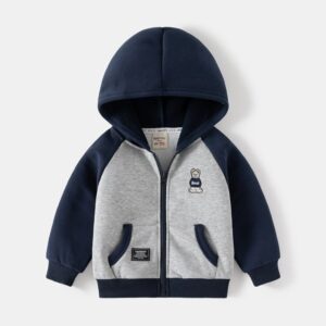 Kids Toddler Boys Autumn Winter Casual Cute Cartoon Fleece Long Sleeve Zipper Hooded Coat