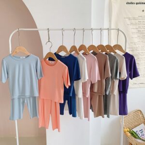 Kids Toddler Boys Girls Casual Cute Basic Solid Color Short-Sleeved T-Shirt Shorts Set