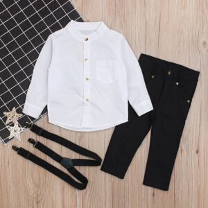 Fashion Boy Long Sleeve Shirt And Overalls Set