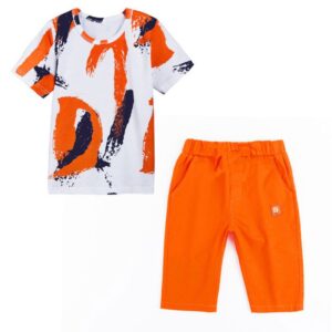 Kids Boys Casual Round Neck Short Sleeve Letter Pattern Loose T-Shirt And Shorts Set