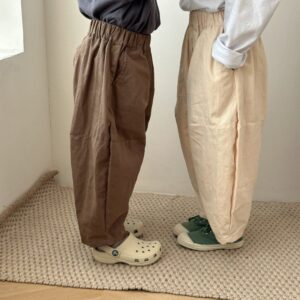 Kids Toddler Boys Girls Fashion Casual Solid Color Wide Trousers