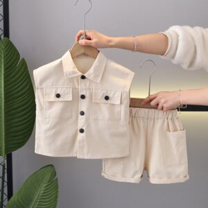 Boys Fashion Sleeveless Top Shorts Two-Piece Set