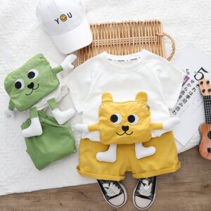 Kids Toddler Boys Casual Cute Cartoon Short Sleeve Round Neck T-Shirt Shorts Set