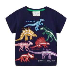 Kids Boys Casual Round Neck Short Sleeve Dinosaur Pattern T-Shirt