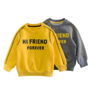 Boys Casual Round Neck Long Sleeve Letter Pattern Plush Sweatshirt