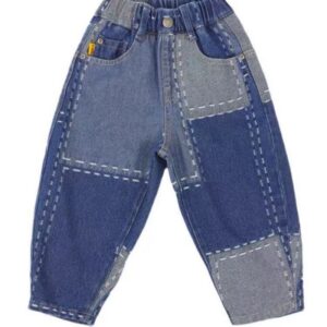 Boys Casual Stitching Design Straight Leg Denim Pants