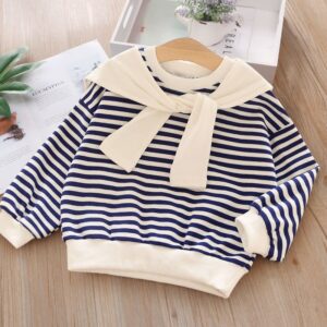 Kids Toddler Girls Boy Fashion T-Shirt Stripe Shawl Loose Sweatshirt