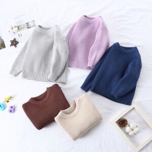 Children Kids Baby Fashion Girls Boys Casual Basic Long Sleeve Knitted Sweater
