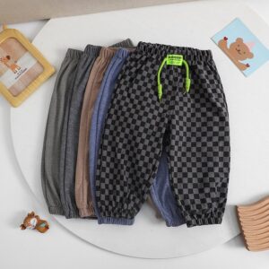 Kids Toddler Boys Spring And Autumn Casual Cute Playd Print Pants