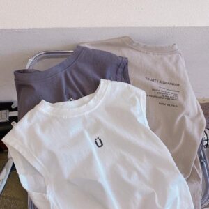 Kids Toddler Boys Casual Sport Letter Print Sleeveless Round Neck T-Shirt