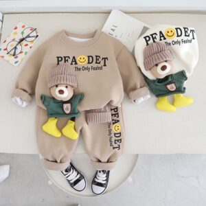 Kids Toddler Boys Casual Cute Cartoon Letter Long Sleeve Round Neck Sweatshirts Trousers Set