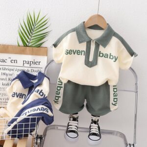 Kids Toddler Boys Casual Sports Letters Print Short Sleeve Lapel Shirt Shorts Set