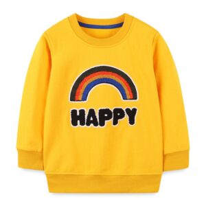 Kids Toddler Boys Casual Cute Letters Rainbow Long Sleeve Round Neck Sweatshirts