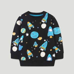Kids Toddler Boys Casual Cute Cartoon Print Long Sleeve Round Neck Sweatshirts