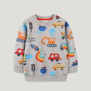 Kids Toddler Boys Casual Cute Cartoon Print Long Sleeve Round Neck Sweatshirts