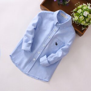 Kids Toddler Boys Casual Solid Color Long Sleeve Lapel Shirt