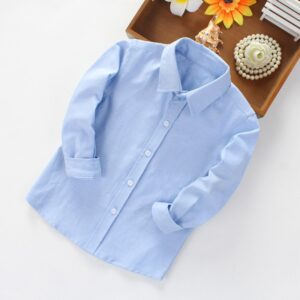 Kids Toddler Boys Casual Solid Color Long Sleeve Lapel Shirt