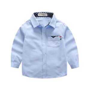Kids Toddler Boys Casual Polka Dot Print Long Sleeve Lapel Shirt