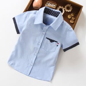 Kids Toddler Boys Summer Casual Polka Dot Print Short Sleeve Lapel Shirt