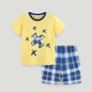 Kids Toddler Boys Casual Cute Cartoon Print Short Sleeve Round Neck T-Shirt Shorts Set