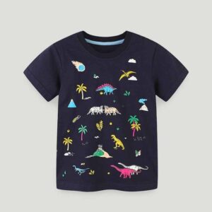 Kids Toddler Boys Casual Cute Cartoon Print Short Sleeve Round Neck T-Shirt