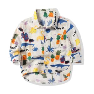 Toddler Kids Boy Fashion Dinosaur Print Lapel Shirt