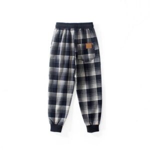 Boys Casual Plaid Pattern Drawstring Waist Pants
