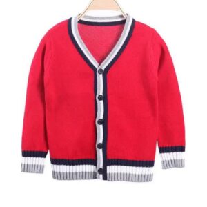Boys Simple Preppy Single-breasted Knit Coat