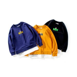 Boys Casual Long Sleeve Round Neck Letter Pattern Sweatshirt