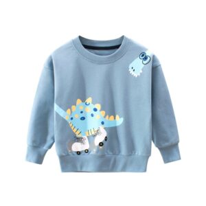Boys Cute Dinosaur Pattern Round Neck Sweatshirt