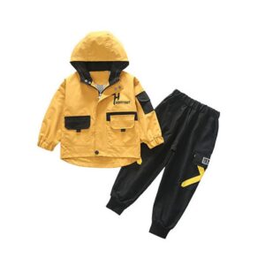 Kids Fashion Dust Coat And Jogger Pants Set
