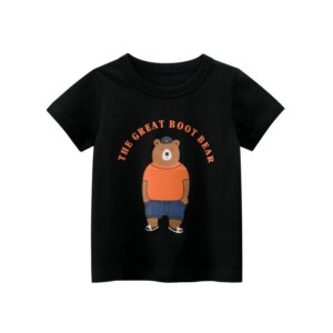 Boys Fashion Bear Letter Pattern T-Shirt