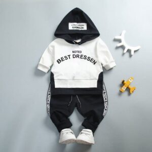 Kids Long Sleeves Letter Printed Hoodie And Pants Set