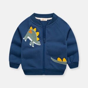 Boys Dinosaur Pattern Long-sleeves Zipper Coat