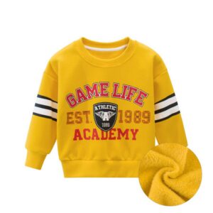 Children Fashion Round Neck Long Sleeve Short Plush Sweatshirt