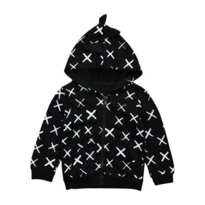 Boys Cute "X" Printed Long Sleeves Hooded Coat