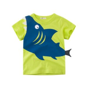 Fashion Kids Shark Stitching Short Sleeve Round Neck T-Shirt