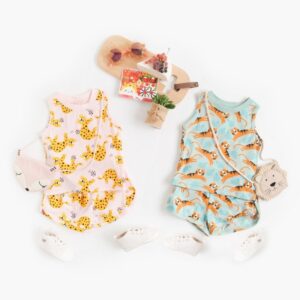 Kids Cute Cartoon Animal All Over Print Round Neck Sleeveless Vest And Elastic Waist Shorts Set