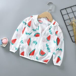 Kids Cute Cartoon Pattern Sunscreen Breathable Hooded Thin Coat