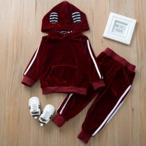 Kids Cute Rabbit Ear Design Hoodie And Pants Set