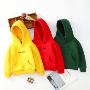 Kids Solid Color Letter Embroidery Hoodie