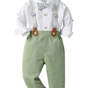 Kids Toddler Boys Party British Style Long Sleeve Lapel Shirt Suspender Pants Set