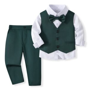 Kids Toddler Boys Party British Style Vest Long Sleeve Lapel Shirt Trousers Set
