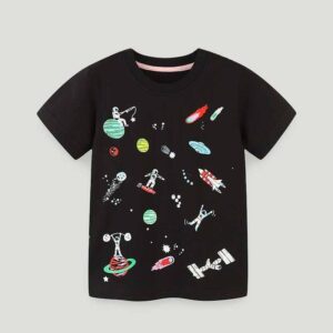 Kids Toddler Boys Casual Cute Cartoon Print Short Sleeve Round Neck T-Shirt
