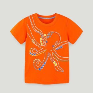 Kids Toddler Boys Girls Casual Cute Cartoon Print Short Sleeve Round Neck T-Shirt