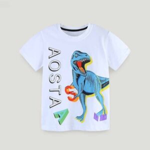Kids Toddler Boys Casual Cute Cartoon Print Short Sleeve Round Neck T-Shirt
