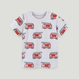 Kids Toddler Boys Casual Cute Cartoon Print Short Sleeve Round Neck T-Shirt